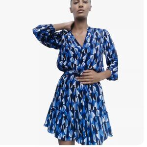 ZARA Sz L Paula Dress w Tie Belt & Ruffle Bottom Shorter Length